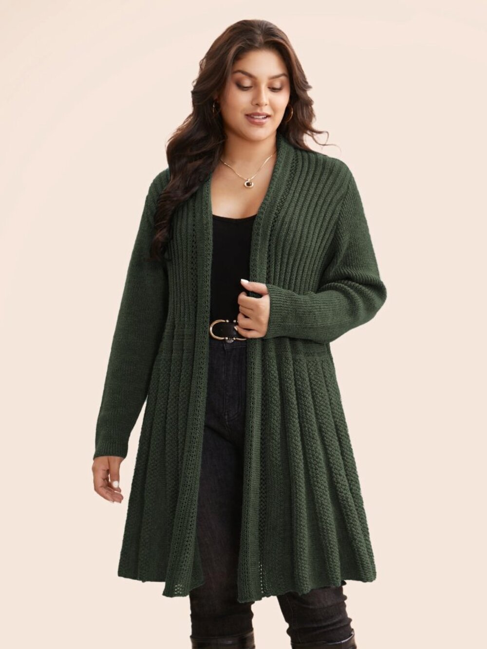 Green BloomChic Textured Kimono Collar Long Cardigan 14-16 1X   NWT